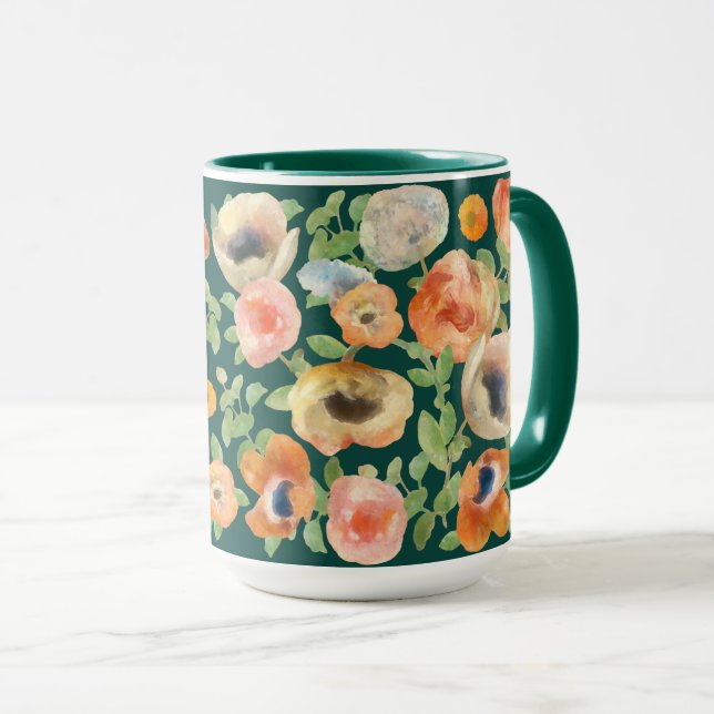 Orange Spring Flowers Tasse (VorderseiteRechts)