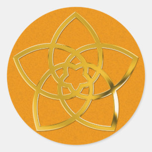 Orange Spritzer Symbol-Venus-Blume/-GOLDES Runder Aufkleber
