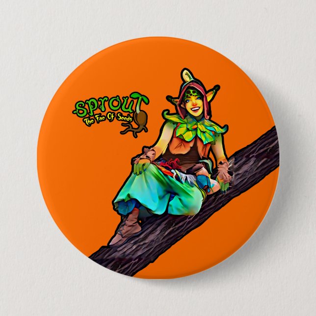 Orange Sprout Tree Button (Vorderseite)