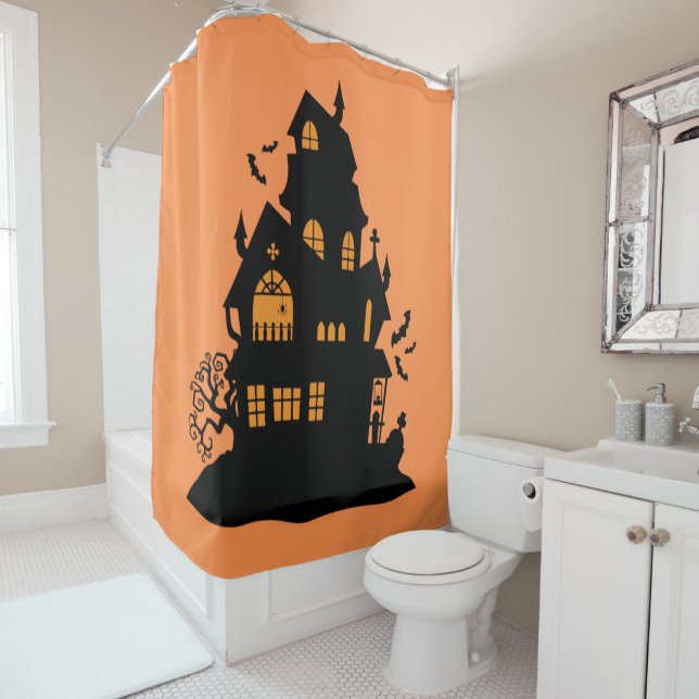 Orange Spuk House Duschvorhang (Beispiel)