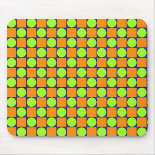 Orange Square & Green Circles-Muster Mousepad