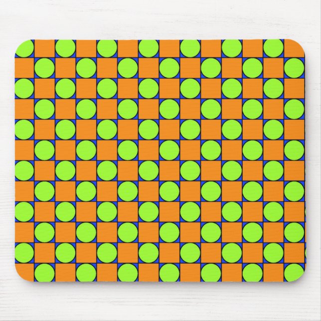 Orange Square & Green Circles-Muster Mousepad (Vorne)