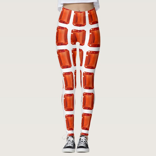 Orange Square Pattern Leggings (Vorderseite)