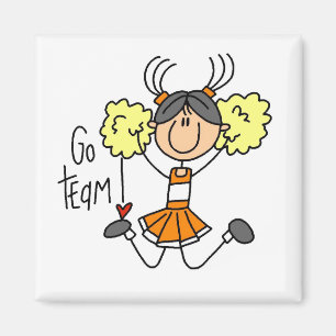 Orange Stäbchenfigur Cheerleader T-Shirts und Gesc Magnet