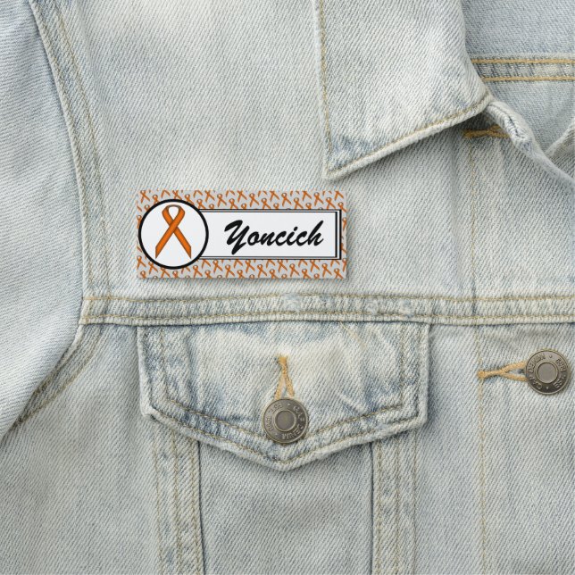 Orange Standard Ribbon von Kenneth Yoncich Namensschild (Beispiel)