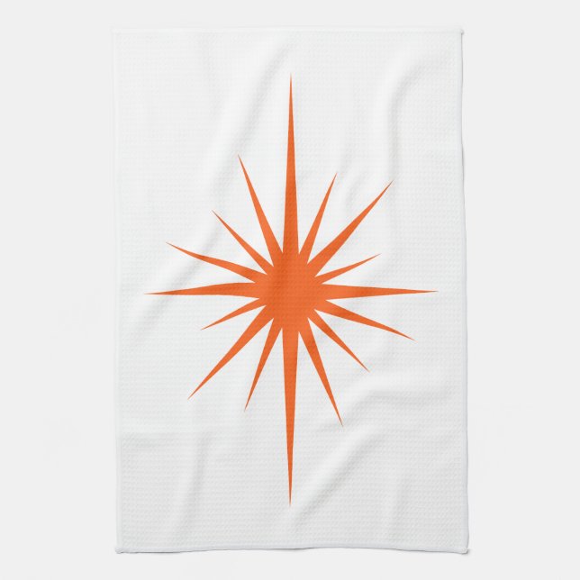 Orange Starburst Atomique Mid Century Serviette à  (Vertical)
