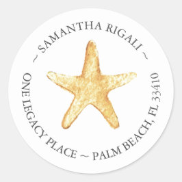 Orange Starfish Address Labels Runder Aufkleber