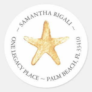 Orange Starfish Address Labels Runder Aufkleber