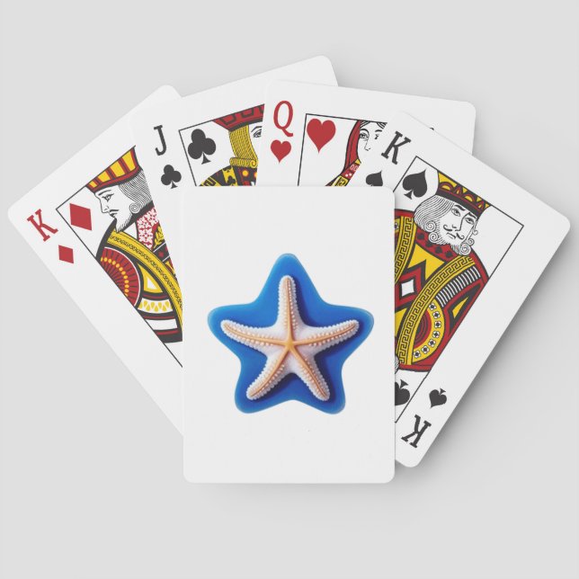 Orange Starfish in Blue Star Spielkarten (Rückseite)