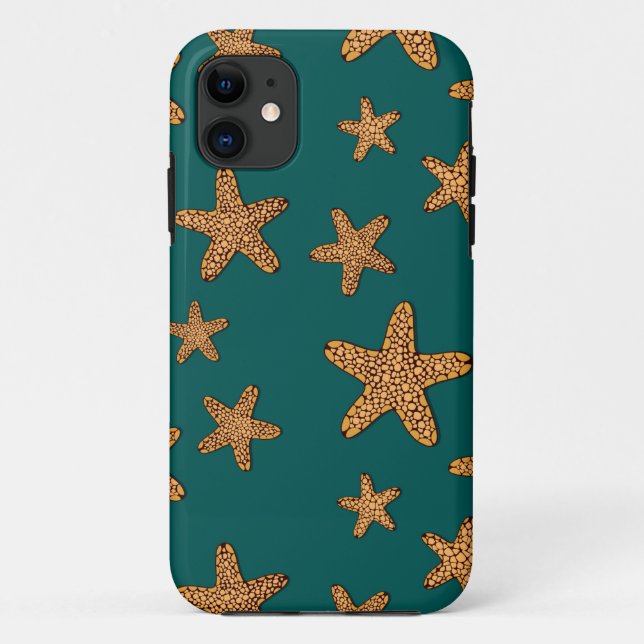 Orange Starfish-Muster Case-Mate iPhone Hülle (Rückseite)