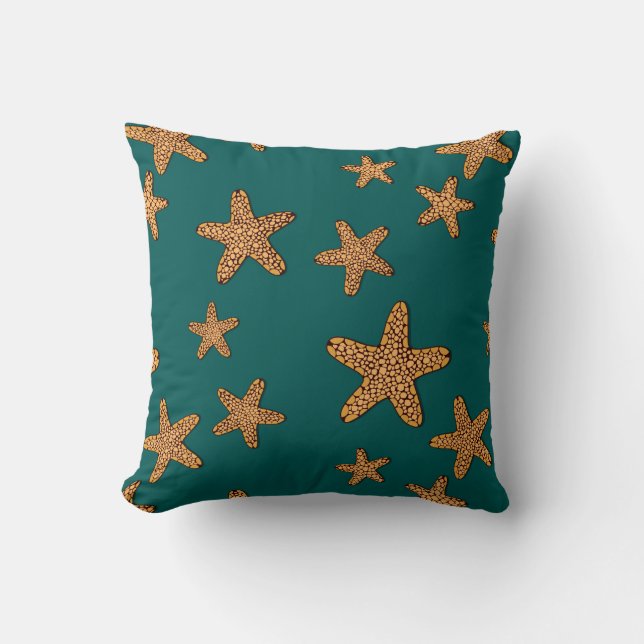 Orange Starfish-Muster Kissen (Vorderseite)