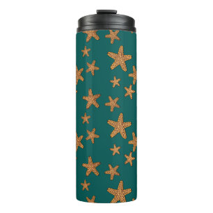 Orange Starfish-Muster Thermosbecher