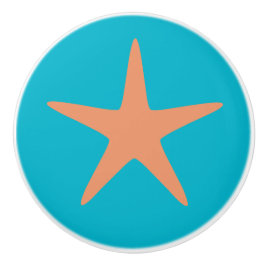 Orange Starfishtürkisstrandthema-Keramikgriff Keramikknauf