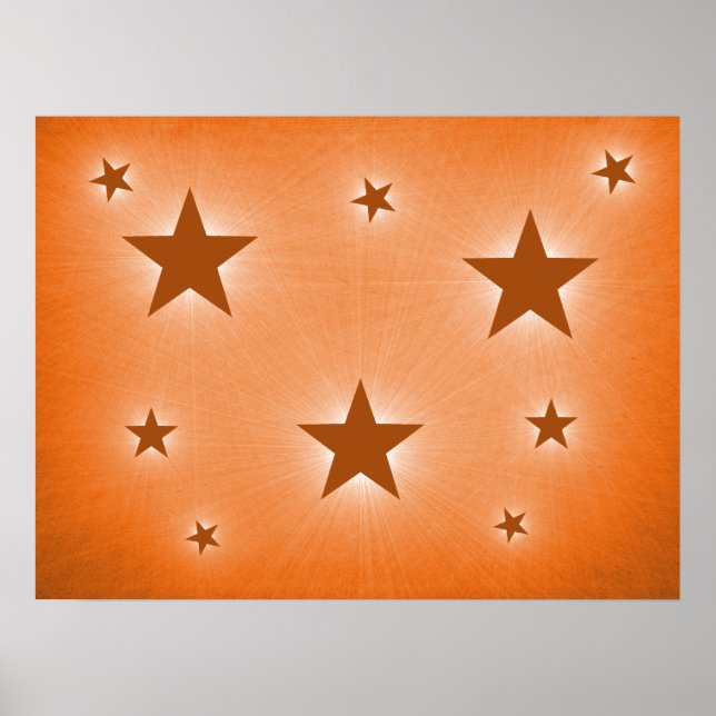Orange Stars in Night Sky Poster (Vorne)