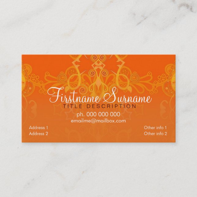 Orange Stazia Business Card Visitenkarte (Vorderseite)