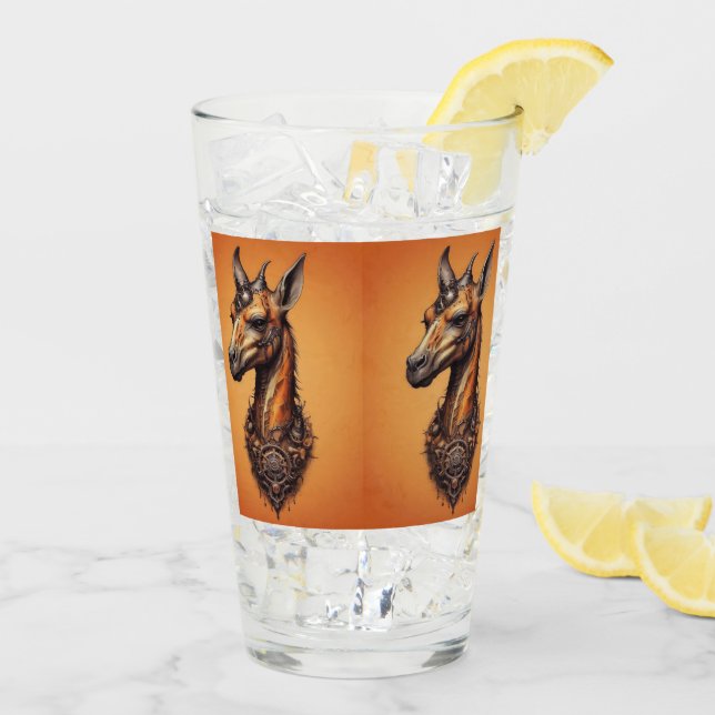 Orange Steampunk Giraffe, Glas (Rückseite Ice)