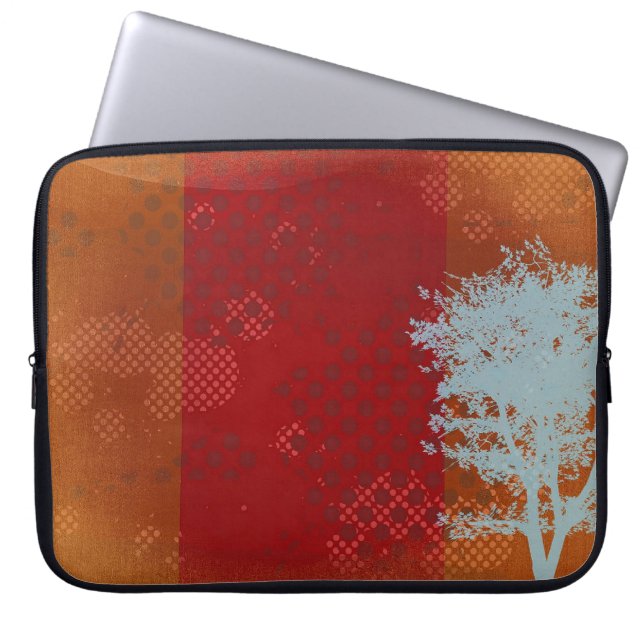 Orange Steampunk mit Abstraktem Baumschläfchen Laptopschutzhülle (Vorderseite)