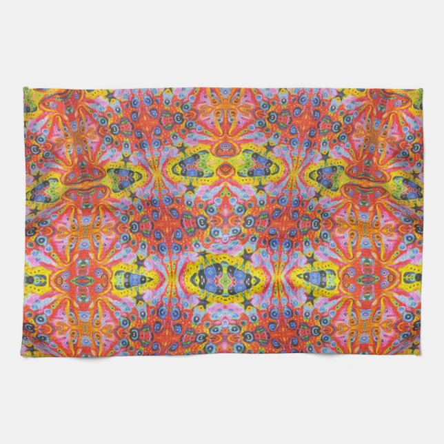 Orange Stern-Insel 2 Geschirrtuch (Horizontal)