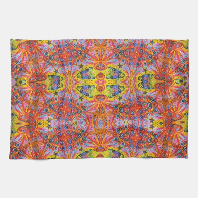 Orange Stern-Insel 4 Geschirrtuch (Horizontal)