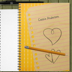 Orange Stift und Doodles Notebook Notizblock