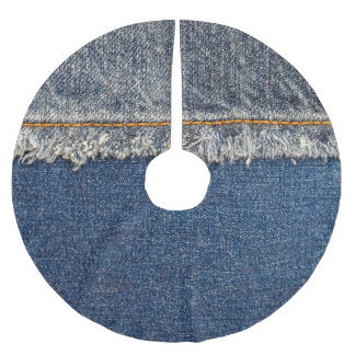 Orange Stitch, Double Denim Patch. Polyester Weihnachtsbaumdecke