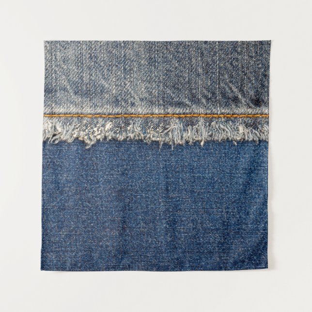 Orange Stitch, Double Denim Patch. Wandteppich (Vorderseite)