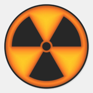 Orange Strahlungs-Symbol-Aufkleber Runder Aufkleber