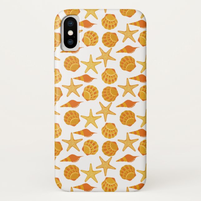 Orange Strand-Muschel-Muster Case-Mate iPhone Hülle (Rückseite)