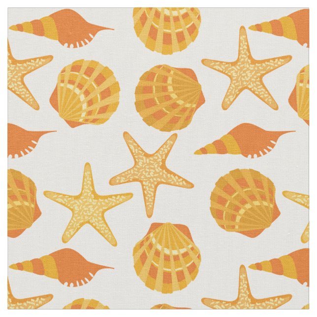Orange Strand-Muschel-Muster Stoff (Nahaufnahme)