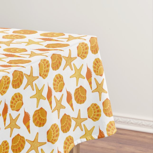 Orange Strand-Muschel-Muster Tischdecke (Beispiel)