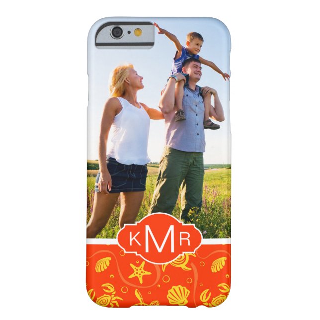 Orange Strand-Muster des Monogramm-| Case-Mate iPhone Hülle (Rückseite)