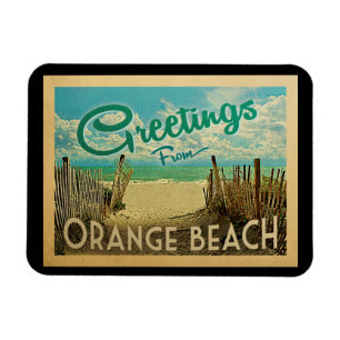 Orange Strand-Vintage Reise Magnet