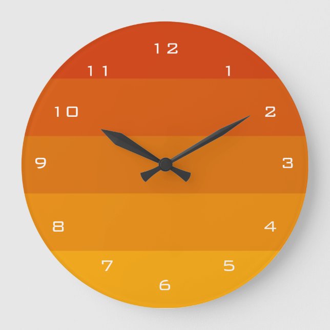 Orange Streifen Große Wanduhr (Vorderseite)