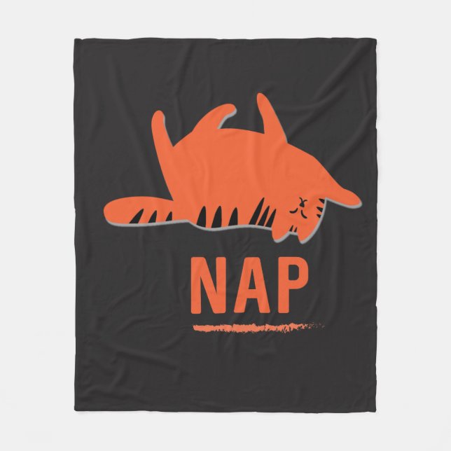 Orange Streifen-Katzen-Nickerchen-Fleece-Decke Fleecedecke (Vorderseite)