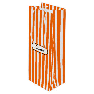Orange Streifen Muster Personalisiert Geschenktüte Für Weinflaschen