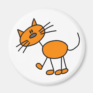 Orange Strichmännchen Cat Magnet