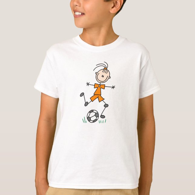 Orange Strichmännchen-Fußball-Shirt T-Shirt (Vorderseite)