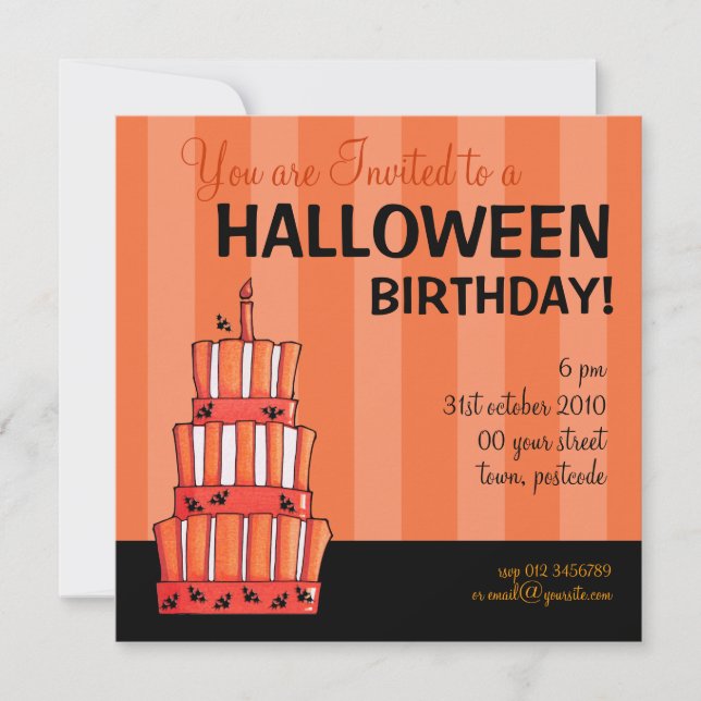 Orange Strickbäume Geburtstag Einladung (Vorderseite)