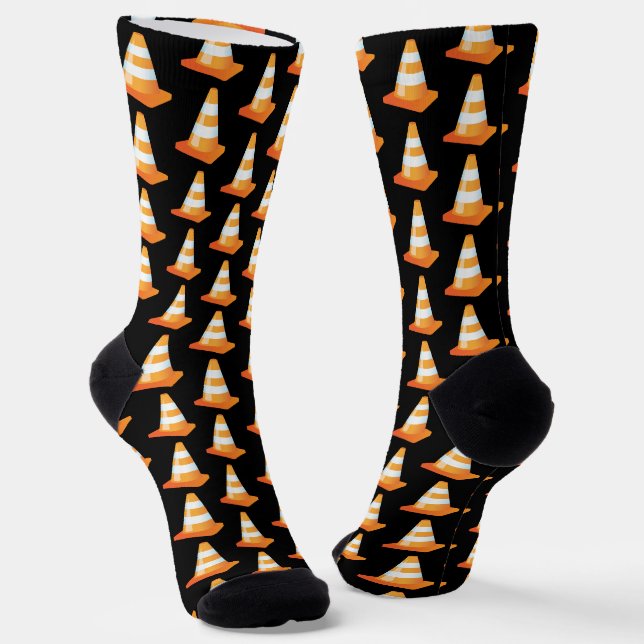 Orange Stripe Bau Straße Verkehr Cone Black Socken (Gewinkelt)