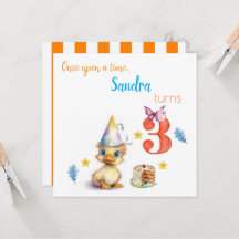 Orange Stripe Chick Geburtstagseinladungskarten
