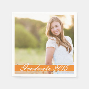 Orange Stripe Graduation Party Paper Napkin Set Serviette
