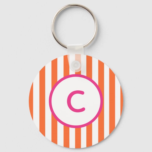 Orange Stripe Monogram Schlüsselanhänger (Vorderseite)