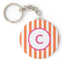Orange Stripe Monogram Schlüsselanhänger