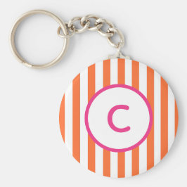 Orange Stripe Monogram Schlüsselanhänger