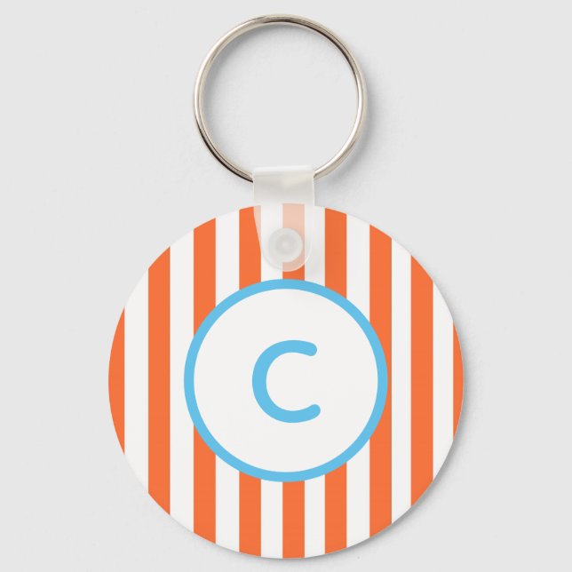 Orange Stripe Monogram Schlüsselanhänger (Vorderseite)