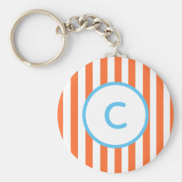 Orange Stripe Monogram Schlüsselanhänger