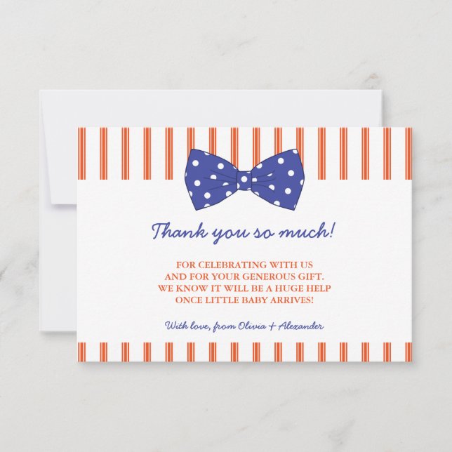 Orange Stripes & Blue Bow| Merci Baby shower (Devant)