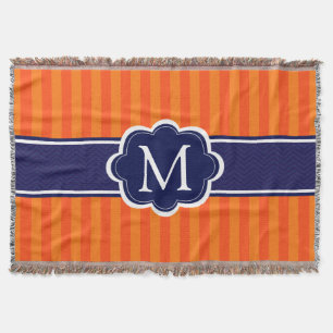 Orange Stripes Marine-Blau-kundenspezifische Decke