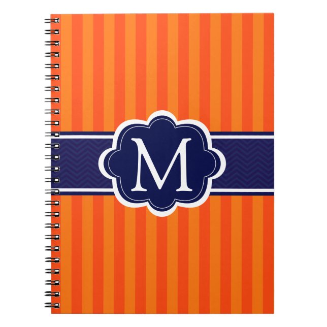 Orange Stripes Marine-Blau-kundenspezifische Notizblock (Vorderseite)