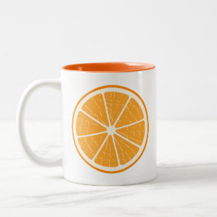 Orange Stylized Fruit Slice Zweifarbige Tasse